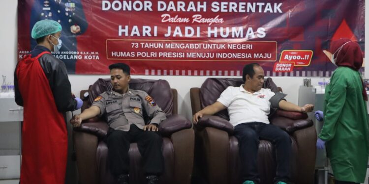 Peringati Hari Jadi Humas Polri ke-73 Polres Magelang Kota Adakan Kegiatan Donor Darah