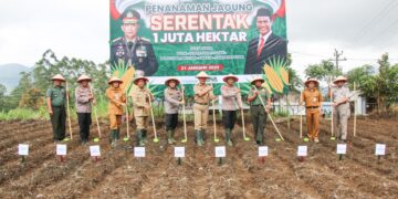 Dukung Ketahanan Pangan Nasional, Polresta Magelang Tanam Jagung Serentak