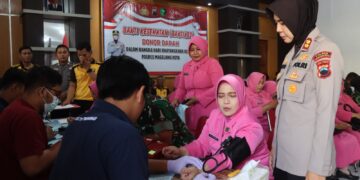Polres Magelang Kota Gelar Donor Darah Sambut Hari Bhayangkara ke-79